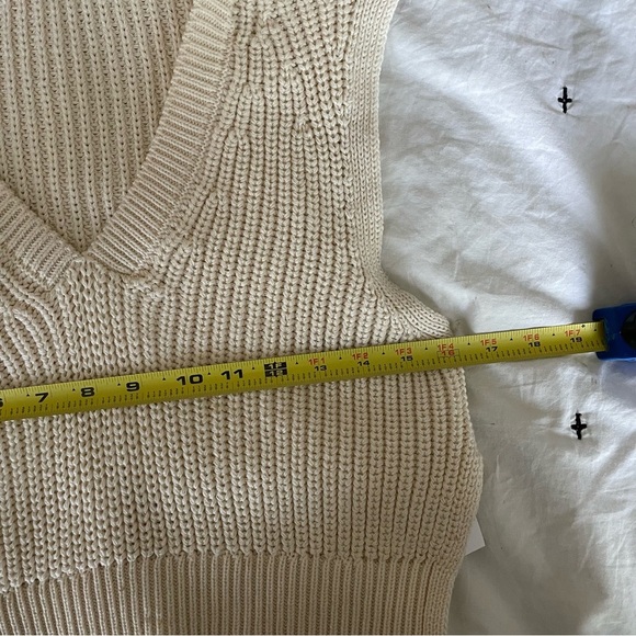 Pilcro V-Neck Hooded Sweater Vest Knit Cream sz XXS - Picture 10 of 15